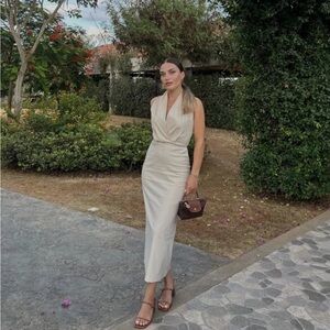 Zara Cream Halter Dress, size M
